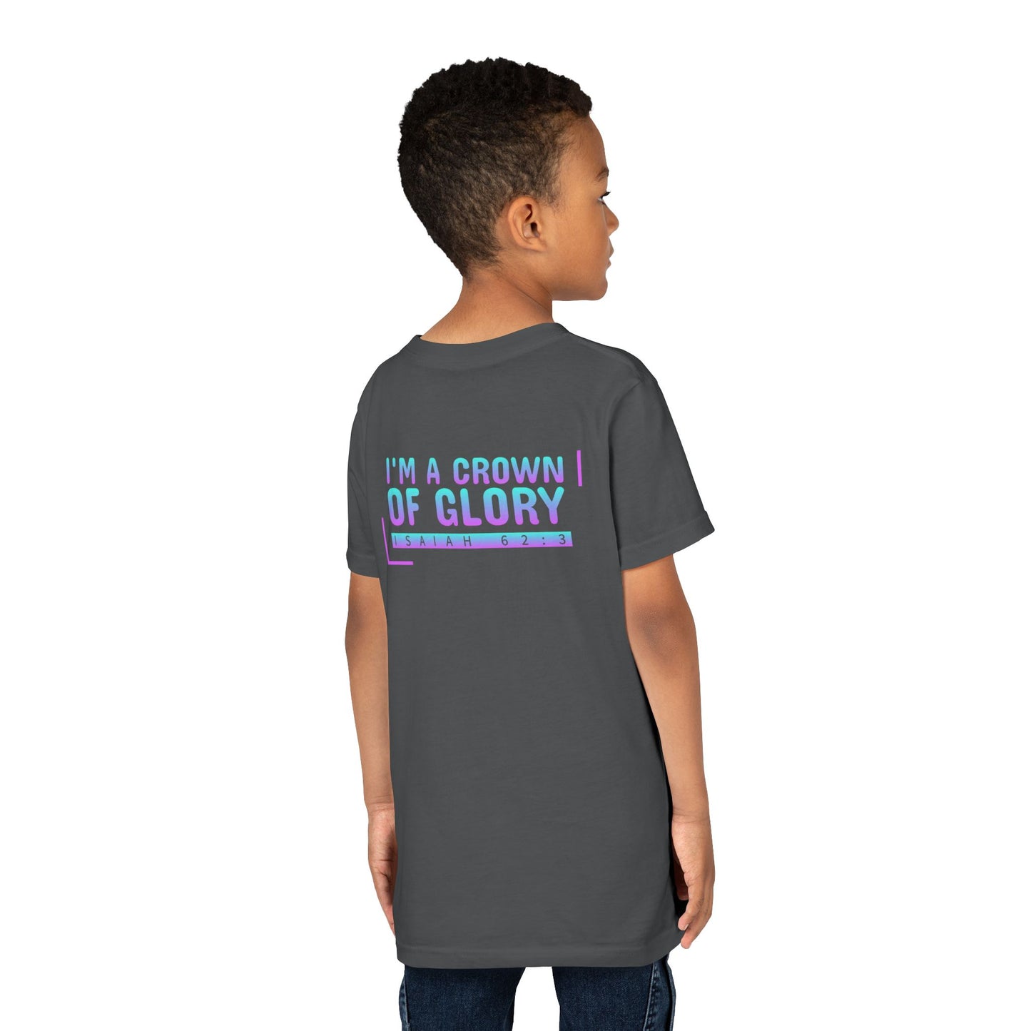 Inspirational Youth Short Sleeve Tee - "I'm a Crown of Glory" - Isaiah 62:3