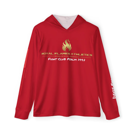 Red Royal Flames Athletics Fight Club Psalm 144:1 Combat Sports Warmup Hoodie - Davis Special Edition