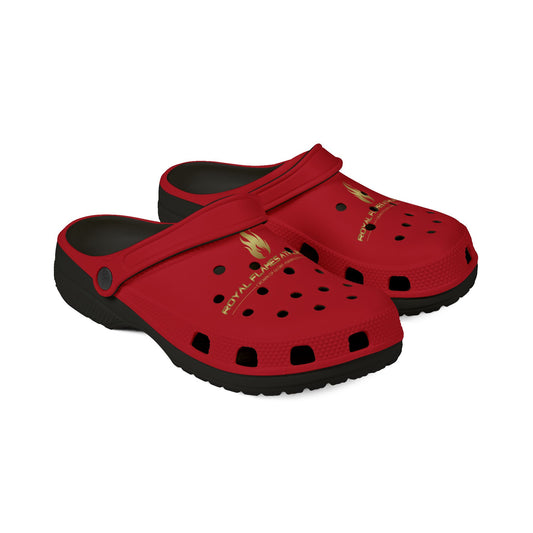 Red Royal Flames Rubber Foam Crocs