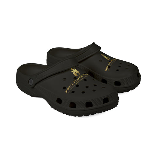 Black Royal Flames Rubber Foam Crocs